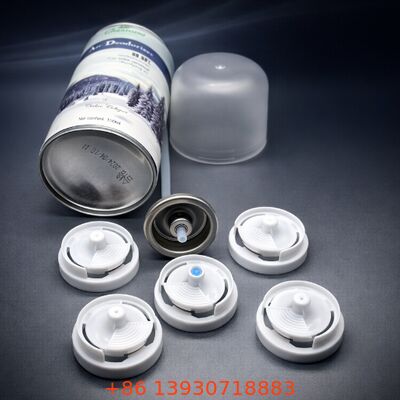 デオドラントスプレー用途向け、プラスチックアクチュエーターと調節可能なノズルを備えた1インチエアロゾルディスペンシングバルブ